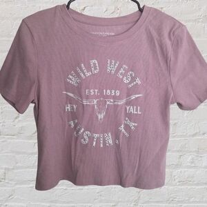 Wild West Austin, TX Grayson Threads Waffle Knit Crop Tee Size Large